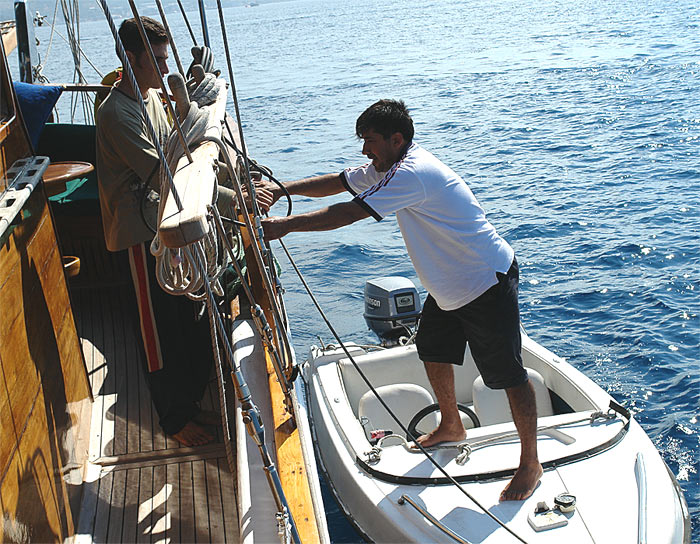 sailors work on GULDEN PRINCESS