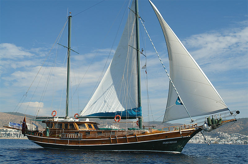 classic design of a wooden yacht from Bodrum