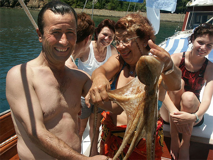 Kaptan Mehmet presents the fresh catch