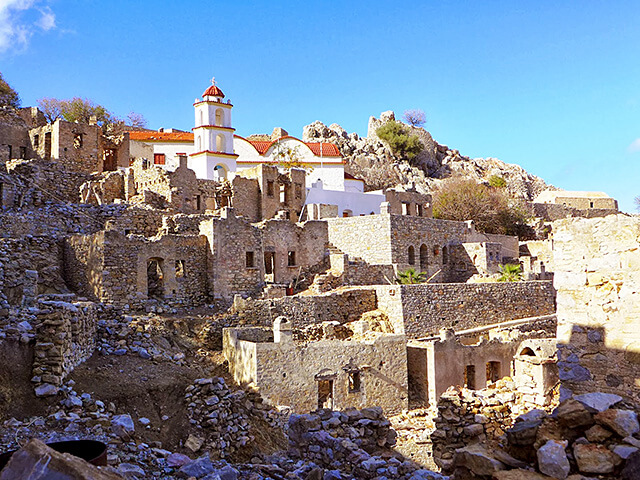 Mikro Chorio, the ghost village on Tilos