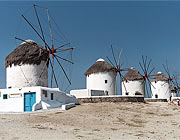 Mykonos, die bekannten Windmühlen